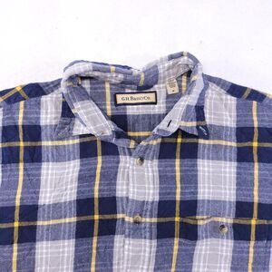 GH Bass & Co Tartan Flannel Casual Button Up Shirt Mens Size Medium M Gray Blue